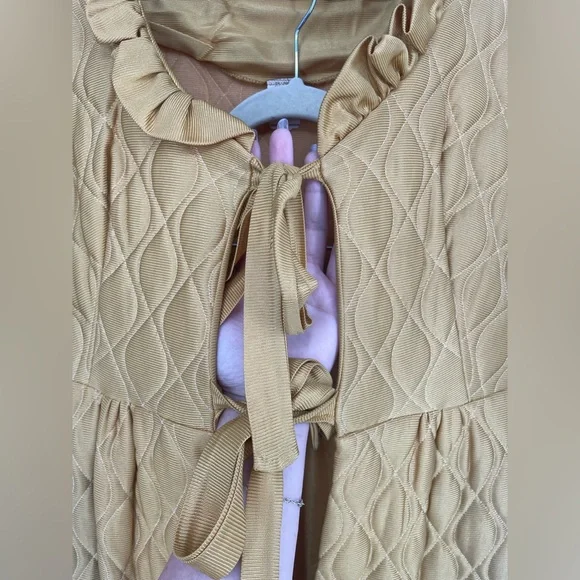 Vintage Gold Quilted Lounge Set Maxi Bed Jacket & Slinky Pants - Picture 5 of 17